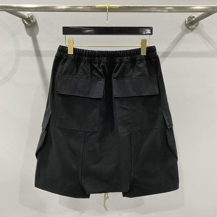 SUBHUMAN Men's, European and American Style Classic Tooling Double Pocket Five-point Harlan Pants Black