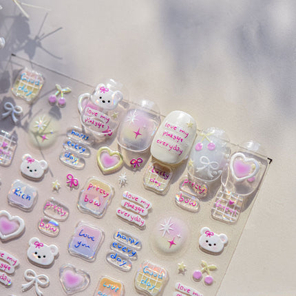 Shell Light Cute Balloon Puppy Nail Art Sticker Embossed 3D New 5D Stereo Kidsren's Nail Sticker Decoration