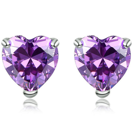 Amazon Cross-border New Love Zircon Earrings Simple Niche Design Sense ins Style Cold Style Earrings Earrings