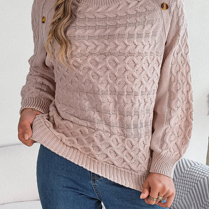 Big Sale 2024 Autumn and Winter New Pure Color Twist Button Lantern Sleeve Pullover Sweater Independent Station Cross-Border Women's Clothing