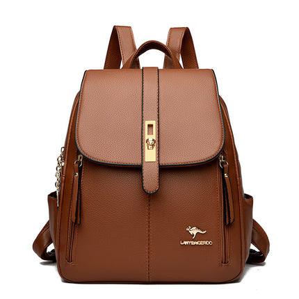 Factory wholesale kangaroo backpack women's 2024 new fashion fashion soft leather mommy casual large capacity bag generation hair