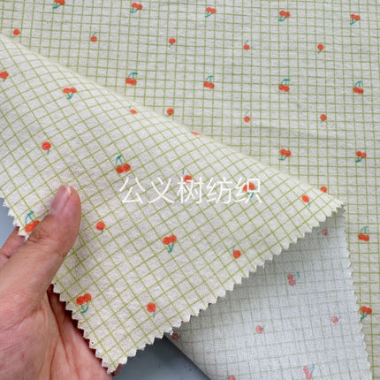 "Small Cherry" Autumn and Winter Cotton Skin-friendly Fabric Pure Cotton Plain Scrub Printed Cloth Garment Fabric