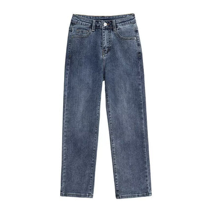 Pear-Shaped Straight-Leg Jeans Women's Spring and Autumn Blue High Waist Loose Slimming Vintage All-Match 89 Cigarette Pipe