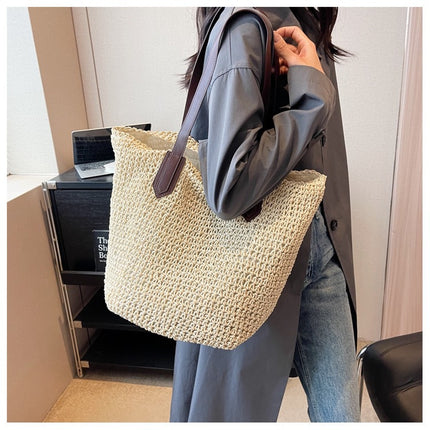 New Summer Single Shoulder Straw Bag Straw Bag Large Capacity Women's Handwoven Bag Vacation Beach Bag Tote Women's Bag