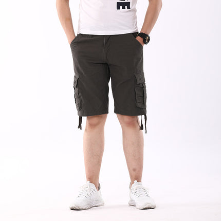 Summer new men's casual shorts multi-pocket plus size loose shorts fashion trendy casual pants overalls men