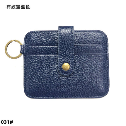 Vintage Oil Wax Leather Buckle Genuine Leather Card Holder Men's Multifunctional Cowhide Women's Coin Purse with Key Ring Driver's License Holder