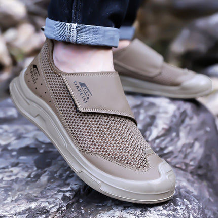 Mesh Shoes Men's 2025 New Summer Breathable Hollow Leather Shoes Soft Sole Slip-on Non-slip Baotou Outdoor Casual Shoes