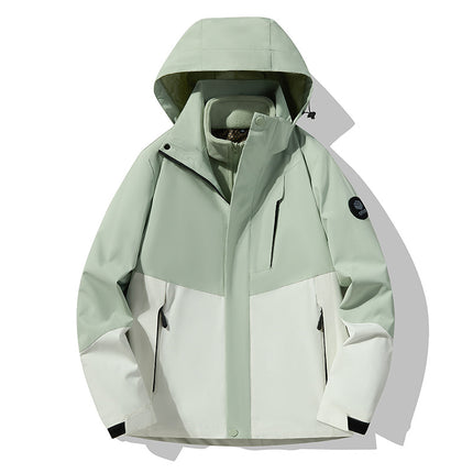 Three-In-One Detachable Autumn and Winter Jacket for Couples, Unisex Windproof and Waterproof Mountaineering Clothing with Fleece Lining