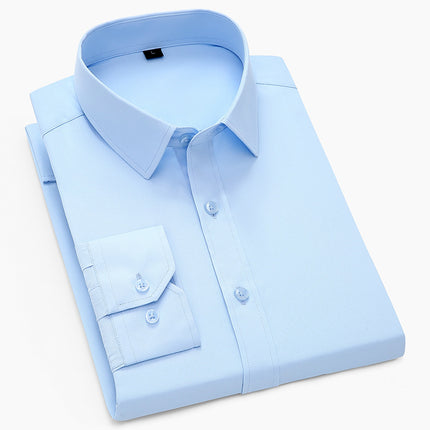 Shirt men's business solid color men's and women's long sleeve professional dress a generation of embroidered LOGO men's white shirt