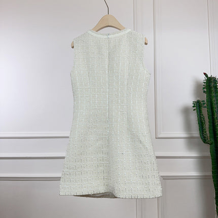 2025 Spring/Summer New High-End Tweed Bow Dress Slimming Petite Fashion Light Luxury