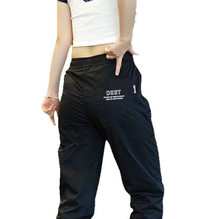 2024 ice silk summer work wear back pocket toe quick-drying casual pants men's loose plus size sports pants