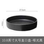 10.8inch large straight plate-matt black