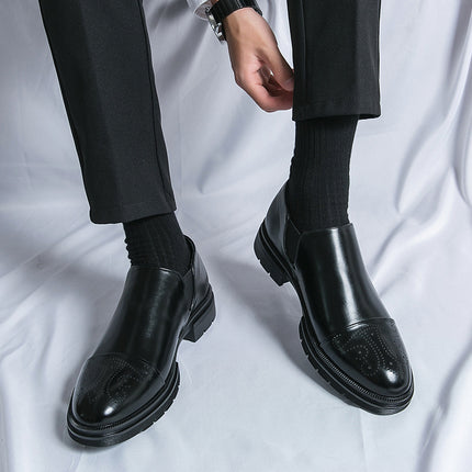 Cross-Border Large Size 46 Men's Shoes Brogue Carved Leather Shoes Business Formal Slip-On Lazy Wedding Shoes Loafers