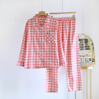Velvet plaid women's set-pink ll / M