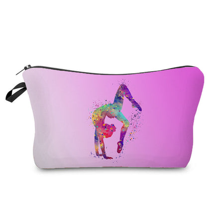 New Wholesale Gymnastics Girl Print Makeup Bag, Sports Style Cosmetic Storage Bag, Fashionable Hand-Held Women's Bag