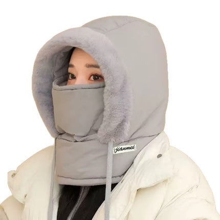 New Winter Hat for Women, Warm Pullover Hat, Outdoor Cycling Windproof and Cold-Proof Mask, Neck Scarf, One-Piece Hat, Lei Feng Hat