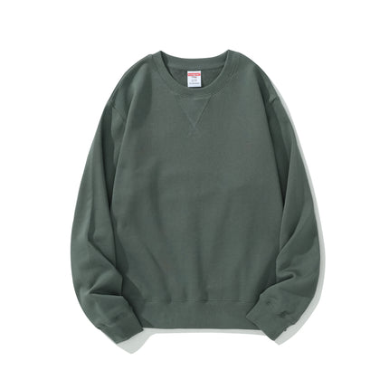 380g Heavyweight Pure Cotton Terry Sweatshirt Men's Sweatshirt American Retro Solid Color Long-Sleeve Crew Neck Unisex Customizable