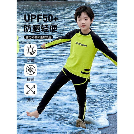 British Next Road Kidsren's Split Swimsuit 2025 New Model Medium and Large Boys' Long-Sleeved Professional Quick-Drying Suit
