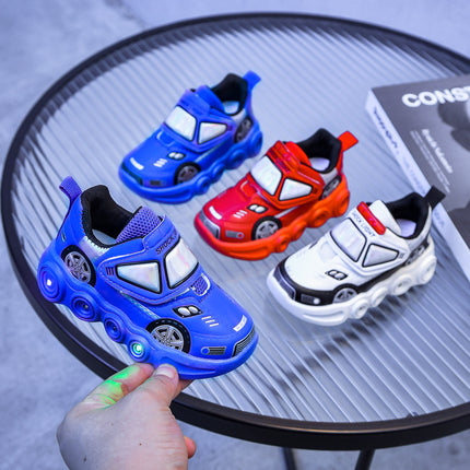Foreign trade children's sports shoes with lights for small and medium-sized children's new bright lights luminous children's shoes for boys and girls leather cartoon sneaker