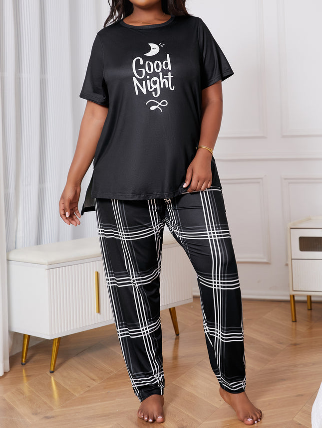 Cross-border foreign trade wholesale plus size pajamas women's summer new loose comfortable printed short sleeve trousers pajamas suit