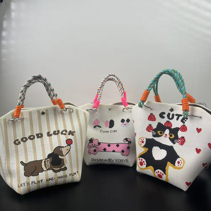 New Versatile and Cute Handbag Knitted Bag Tote Large Capacity Shoulder Bag Handbag Woven High-End Bag