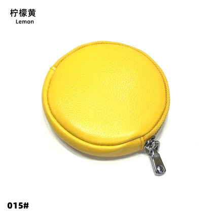 Mini Round Genuine Leather Small Coin Purse Bag Mother's Cowhide Women's Small Children's Zipper Key Coin Earphone Bag
