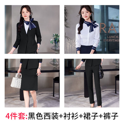 Stewardess Uniform Professional suit Female Spring and Autumn Fashion Front Desk Beautician Work Clothes Female Professional Temperament Suit Dress