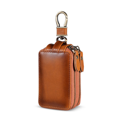 Cross-border Genuine Leather General Motors Key Case AliExpress wish Key Leather Case Double Zipper Men's Retro Waist Hanging