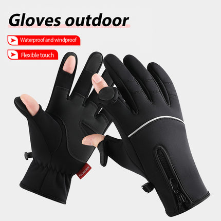 2025 Cross-Border Autumn and Winter Sports Velvet Windproof and Warm Men's and Women's Non-Slip Touch Screen Water-Repellent Cycling Cold-Proof Gloves
