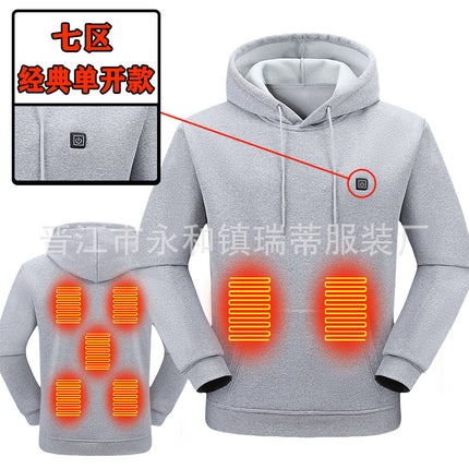 Cross-Border Multi-Zone Heating Sweatshirt for Men, Outdoor Smart Heating Luminous Lamp Design Heating Sweatshirt, Cross-Border Popular Sweatshirt