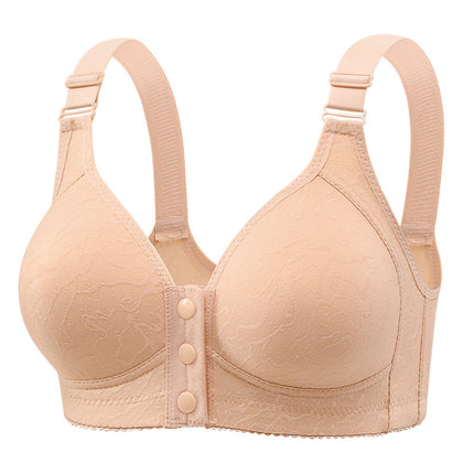 Cross-Border Front-Clasp Middle-Aged Women's Underwear, Beautiful Back Design, Wireless Vest-Style New Model, Fixed Cup, Large Size, Thin Bra