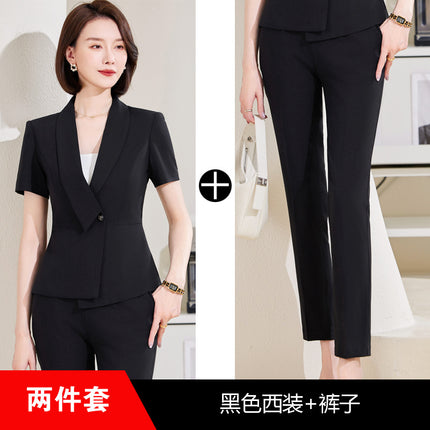 High-end professional suit women's summer new elegant goddess fan hotel front desk sales department overalls suit skirt