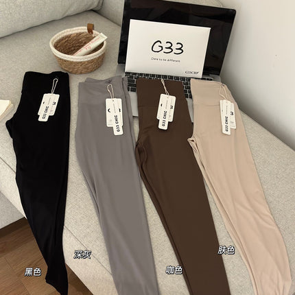 Ultra-thin Breathable Milk Leather Women's Outer Wear Yoga Leggings High Waist Hip Shark Pants