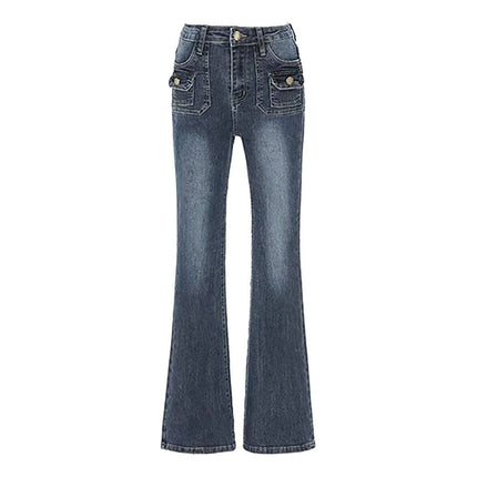 Korean Style Micro-flare Jeans Women's Autumn and Winter New High Waist Slim-fit Niche Design Sense Slim-fit Tall Horseshoe Pants