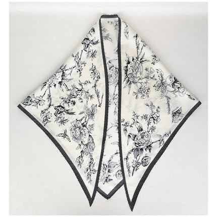New Stylish and Elegant Mulberry Silk Lace Twill Triangle Scarf Collection for Professional Women