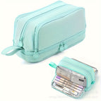 Oxford cloth four-open pencil case [green]