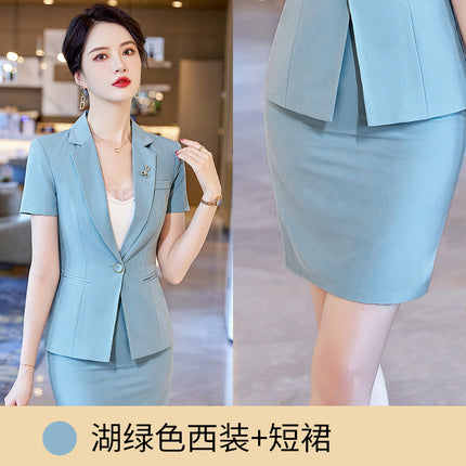 Small Suit Jacket Slim-fit Professional Suit suit Temperament Short-sleeved Thin Jewelry Store Work Clothes Dress Women