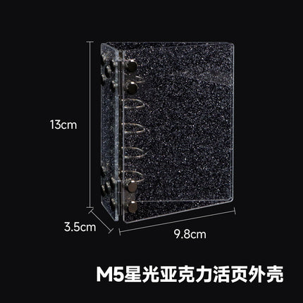 Cross-Border Spot Transparent Acrylic Loose-Leaf Book with Removable Shell Fantasy Gold Foil A7M5 Handbook Folder