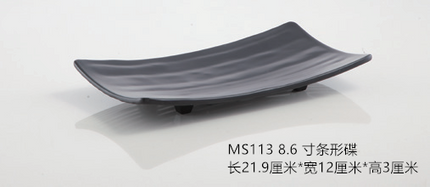 Rectangular plate melamine tableware plastic black Frosted Hot Pot Restaurant creative Japanese and Korean sushi barbecue skewers meat plate