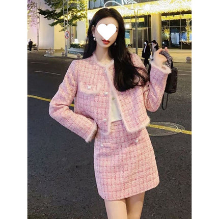 Thickened Small Fragrant Style suit Coat Women's Autumn and Winter 2024 New Arrival Small Autumn and Winter Goddess Wear Two-Piece Set