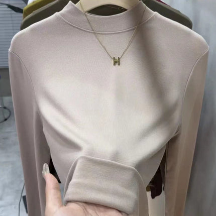 Slim-Fitting Tops, Slim-Fitting Round Neck Solid Color Spring and Autumn Inner Layering Shirts, Women's Suits, Long Sleeves