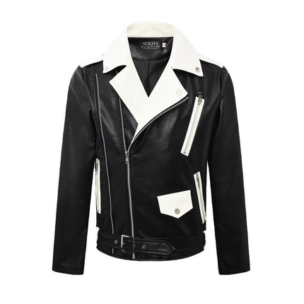 Spring and Autum Korean Style Motorcycle Leather Jacket for Men, Loose, Trendyy and Handsome Black American Fashion Brand Leather Jacket for Men 2025