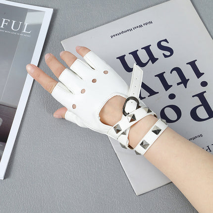 Stage Performance Gloves Female Half Finger Rivet Gothic Style Dark Cool Second Dimension Nightclub Punk Mu Si Cheng cos