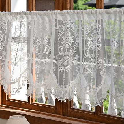 Shein Dropshipping New Cross-Border Arched Lace Curtain Rod Window Screen Living Room Warp Knitted Lace Semi-Blackout Curtain