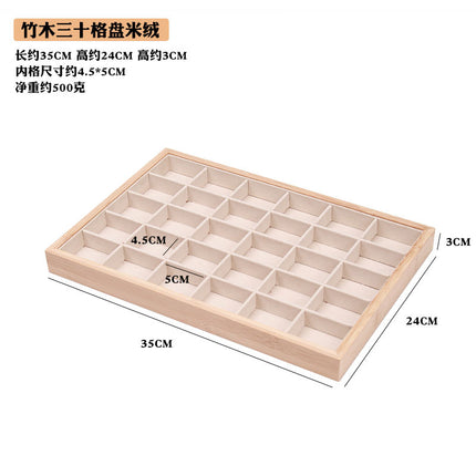 Ice Fleece Leather Solid Wood Bamboo Jewelry Plate Ring Earrings Necklace Pendant Bracelet Ring Jewelry Tray