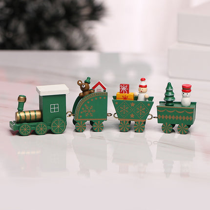 Strict selection of Christmas decorations cartoon creative children's Christmas gifts small train wooden window desktop ornaments