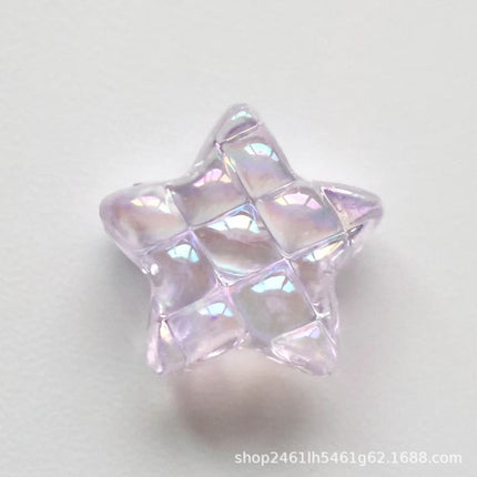 Exquisite, Compact, Transparent, Color-Plated Waffle Five-Pointed Star/Heart Loose Beads DIY Mobile Phone Chain Bracelet Chain Accessories