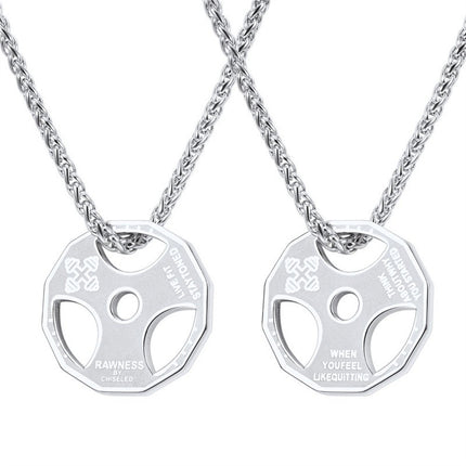 Amazon European and American New Fitness Barbell Dumbbell Accessories Stainless Steel Necklace Men's Pendant Cross-Border Jewelry