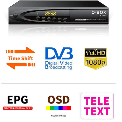 2026 DVB-T2 DVB-S2 Combo QBOX Satellite TV Receiver Tuner H.264 MPEG 4 Digital TV Decoder 1080P HD Time Shift EPG Decoder Stock