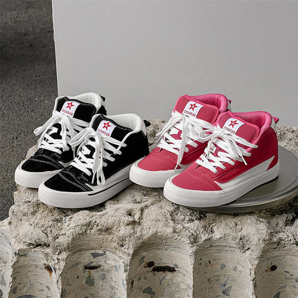 2025 Spring New Korean Style Student High-Top Canvas Shoes for Men and Women, Sports and Casual Shoes for Couples, Street Style Sneakers, Trendy